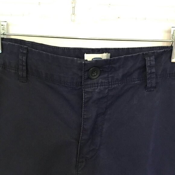 Old Navy Bermuda Shorts Cuffed Hem Cotton High Rise in Navy Blue Size 10 Pockets - Picture 3 of 6